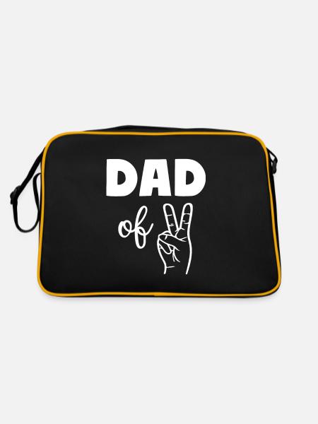 Dad of Two 2 Dad - Retro Tasche - Schwarz/Gold - Hinten