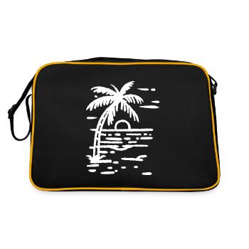 Strand Palme im Sonnenuntergang - Retro Tasche - Schwarz/Gold - Hinten