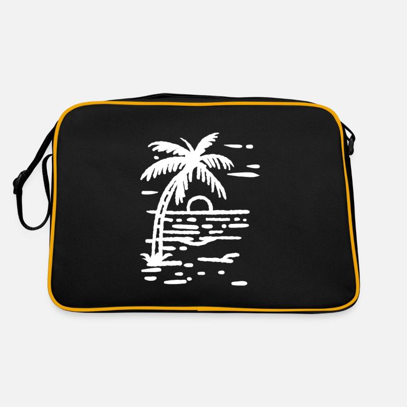 Palmier de plage au coucher du soleil Sac Retro