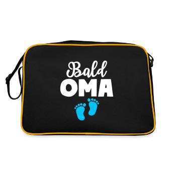 Bald Oma Junge Baby Großmutter - Retro Tasche - Schwarz/Gold - Hinten