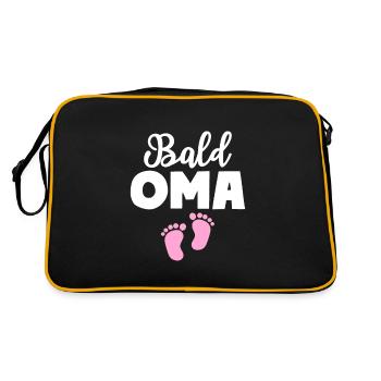 Bald Oma Mädchen Baby Großmutter - Retro Tasche - Schwarz/Gold - Hinten