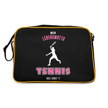 Tennis Tennisspielerin Spielerin Tennisspiel - Retro Tasche - Schwarz/Gold - Hinten