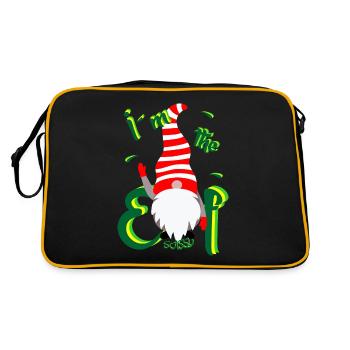 Frecher Wichtel Elf - Retro Tasche - Schwarz/Gold - Hinten