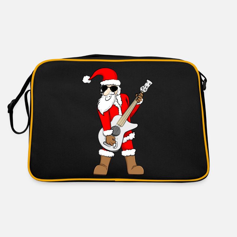 Rock-Weihnachtsmann - Retro Tasche - Schwarz/Gold