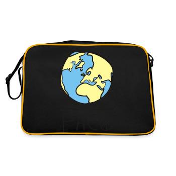 Paco Motiv Welt Frieden - Retro Tasche - Schwarz/Gold - Hinten