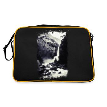 Wasserfall in der Wildnis - Retro Tasche - Schwarz/Gold - Hinten