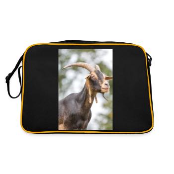 Chèvre (caprine, capra) brune et noire - Sac Retro - noir/or - Dos