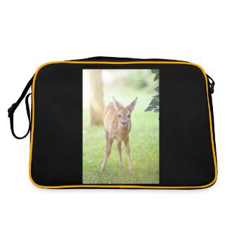 Deer Fawn (Capreolus capreolus, deer, fawn, fawn - Retro Bag - black/gold - Back