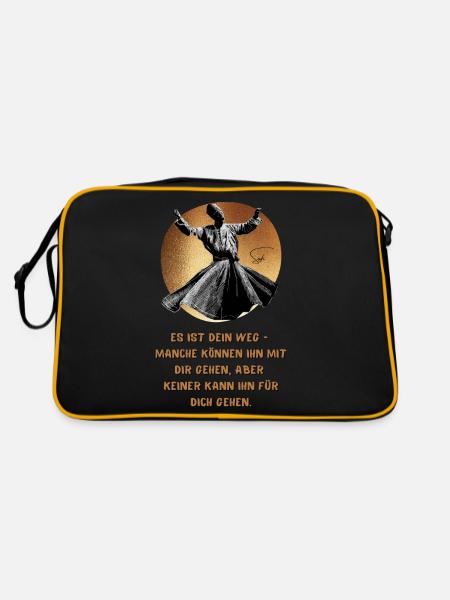 Es ist dein Weg. Zitat - Retro Tasche - Schwarz/Gold - Hinten