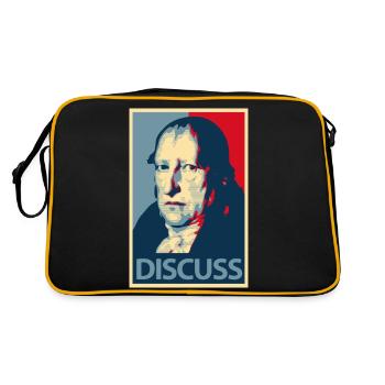 hegel discuss II Philosophie, Philosoph - Retro Tasche - Schwarz/Gold - Hinten