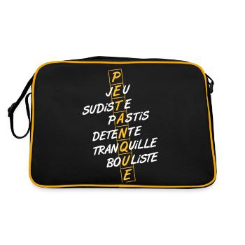 Pétanque, southern ball game, humor! - Retro Bag - black/gold - Back