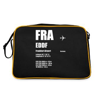 FRA Frankfurt Airport Flughafen Code Geschenk - Retro Tasche - Schwarz/Gold - Hinten