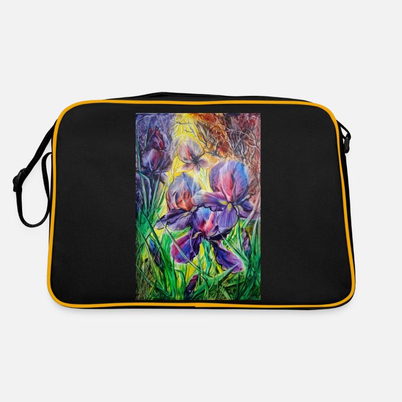 Irises - Encaustic - Retro Bag - black/gold