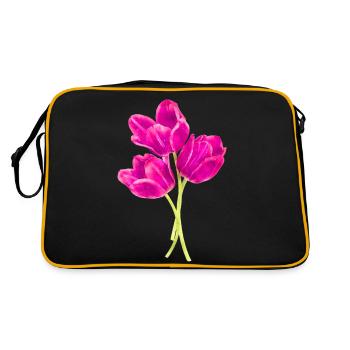 Watercolors Flowers Spring Spring Beginning Tulip - Retro Bag - black/gold - Back