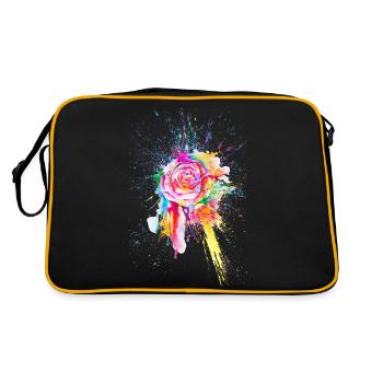 Rose Blume Flower Color Splash - Retro Bag - black/gold - Back