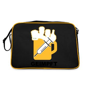 Bier Liga Logo Geimpft 1 - Retro Tasche - Schwarz/Gold - Hinten