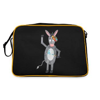 Âne avec pinceau et palette de couleurs - Sac Retro - noir/or - Dos