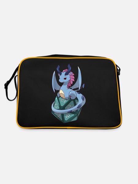 Drache D20 - Retro Tasche - Schwarz/Gold - Hinten