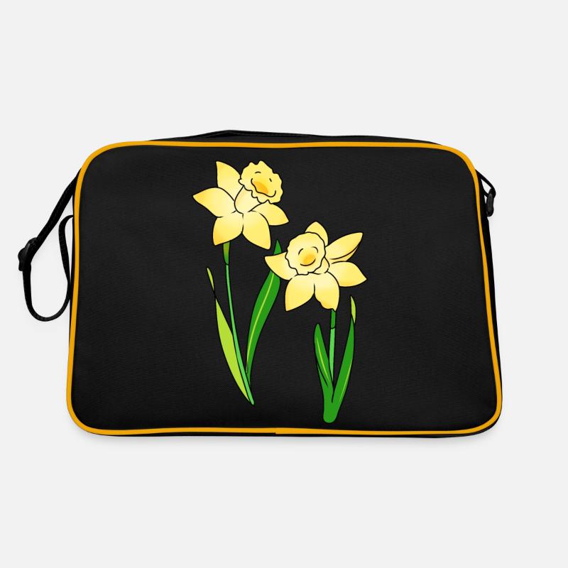 Narzissen - Retro Tasche - Schwarz/Gold