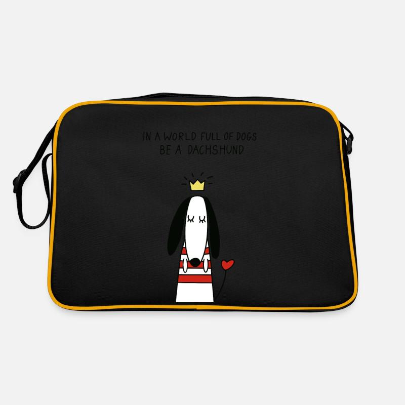 DACKEL DACHSHUND TECKEL DACKELLIEBE DAGGEL - Retro Tasche - Schwarz/Gold