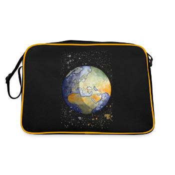 Watercolor illustration globe - Retro Bag - black/gold - Back