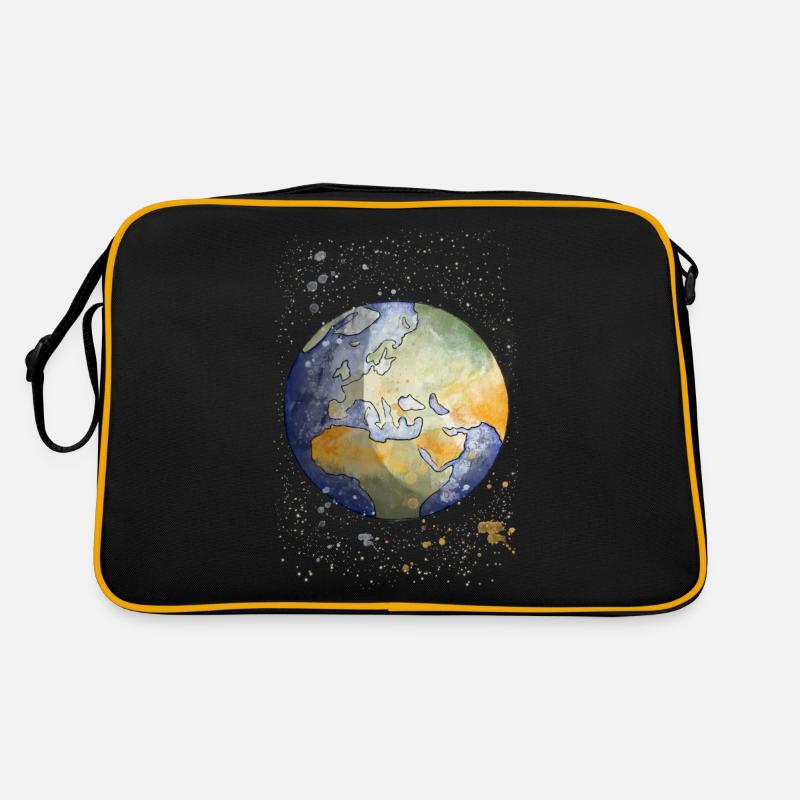 Aquarell Illustration Globus Retro Tasche