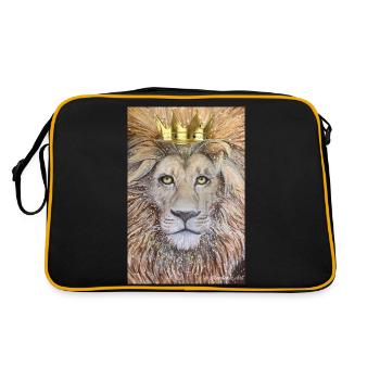Le roi. Lion avec couronne - Sac Retro - noir/or - Dos