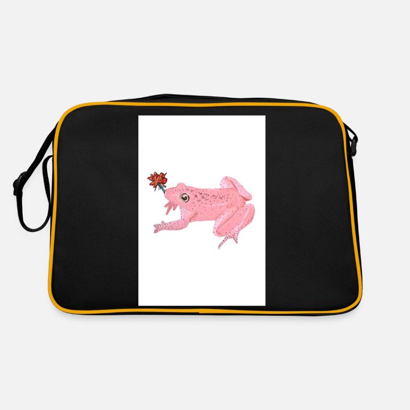 Pink frog with flower Retro Bag