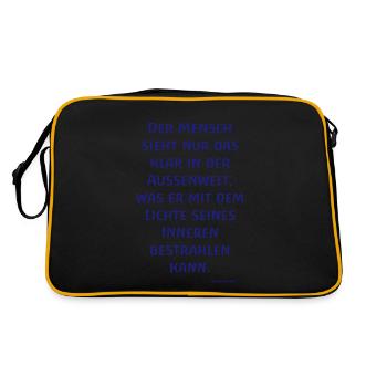 Der Mensch sieht nur das klar... Rudolf Steiner - Retro Tasche - Schwarz/Gold - Hinten