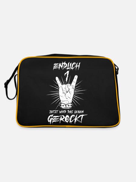 ENDLICH 1 erster Geburtstag - Retro Tasche - Schwarz/Gold - Hinten