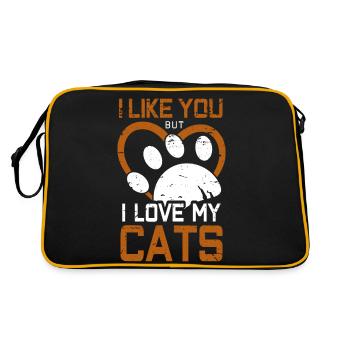i like you but ilove my cats - Retro Bag - black/gold - Back