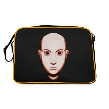 Kopf-Ilustration mit Anime-Augen - Retro Tasche - Schwarz/Gold - Hinten
