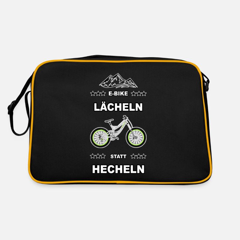 ebike lächeln statt hecheln - Retro Tasche - Schwarz/Gold