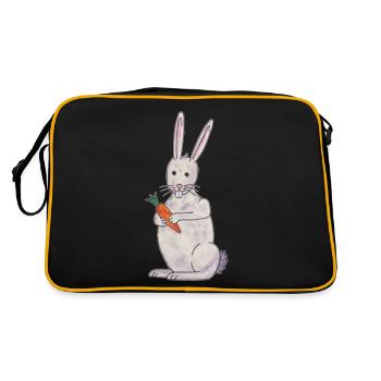 cute rabbit rabbit with carrot - Retro Bag - black/gold - Back