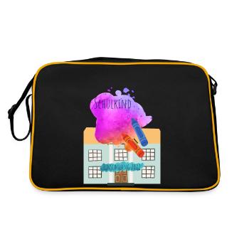Einschulung - Retro Tasche - Schwarz/Gold - Hinten