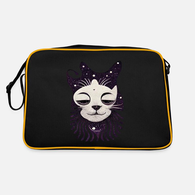Sitzerkatze 003 - Retro Tasche - Schwarz/Gold