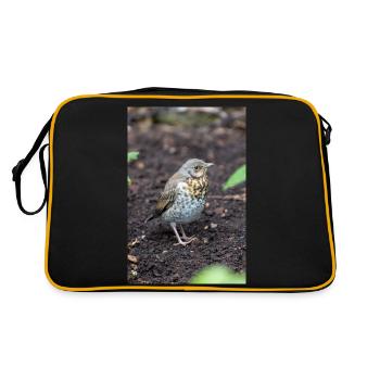 Fieldfare (en allemand Wacholderdrossel) Turdus pila - Sac Retro - noir/or - Dos