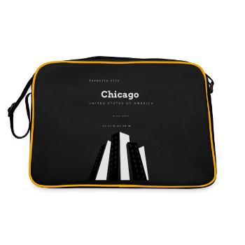 Ville préférée Chicago avec coordonnées noms de villes - Sac Retro - noir/or - Dos