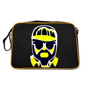 Cool guy with sunglasses and cap / face - Retro Bag - black/gold - Back