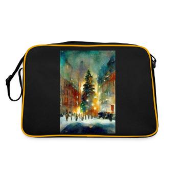 Aquarelle Ville de Noël - Sac Retro - noir/or - Dos