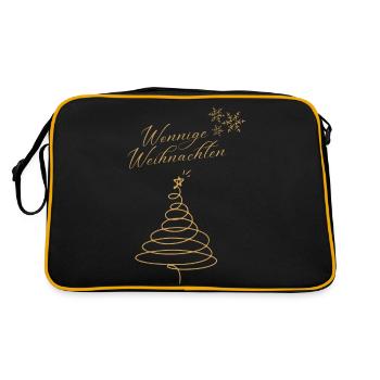 Wonnige Weihnachten Weihnachtsbaum Design gold - Retro Tasche - Schwarz/Gold - Hinten