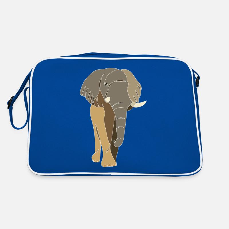 Lineart elephant, colored Retro Bag