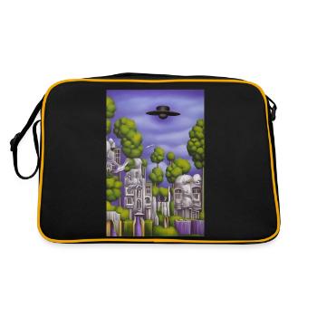 Bäume vor Himmel - Retro Tasche - Schwarz/Gold - Hinten