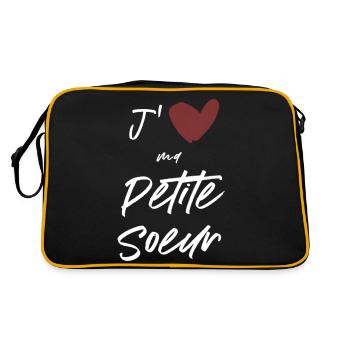 Ich liebe meine kleine Schwester - Retro Tasche - Schwarz/Gold - Hinten