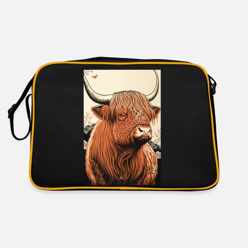 Highland cattle ukiyo - Retro Bag - black/gold