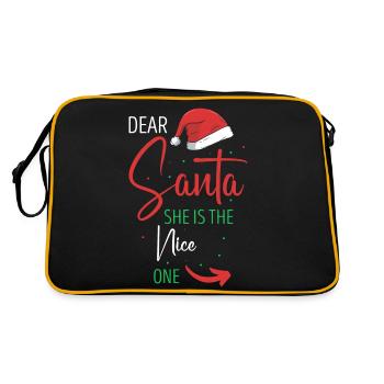 Dear Santa She Is The Nice One Christmas Couples - Retro Bag - black/gold - Back