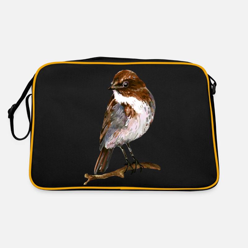 Vogel - Retro Tasche - Schwarz/Gold