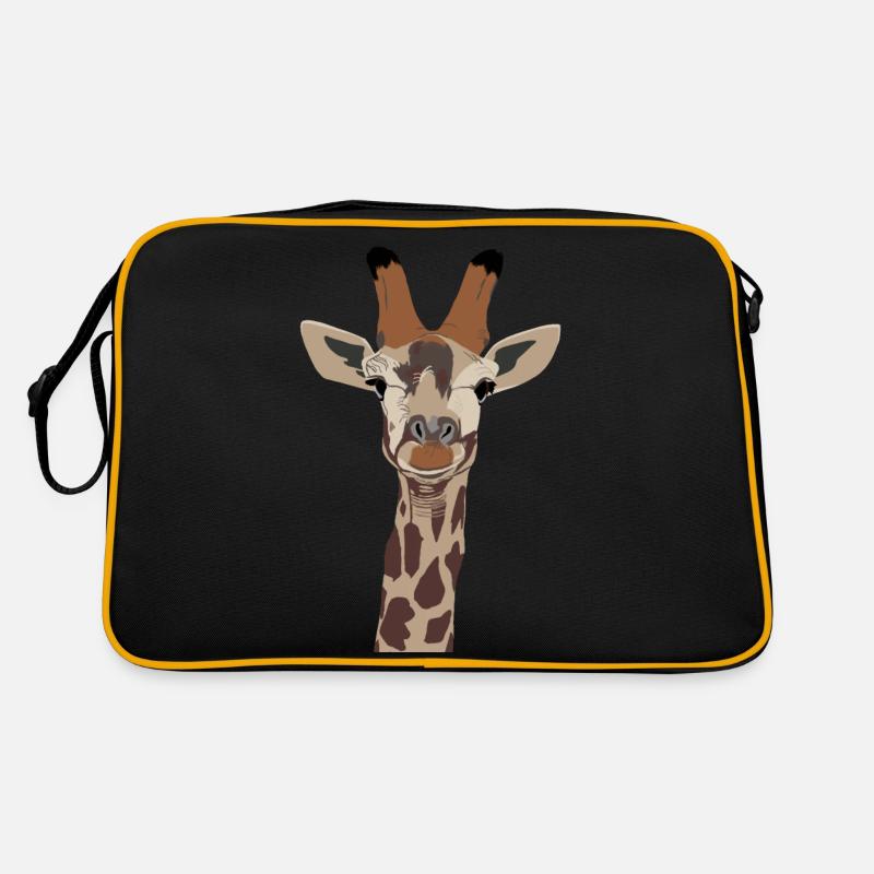 Giraffe Head Giraffe Portrait - Retro Bag - black/gold