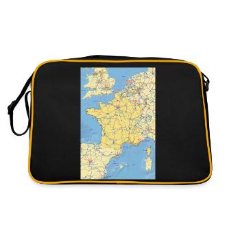 France map with cities, roads, rivers, lakes - Retro Bag - black/gold - Back