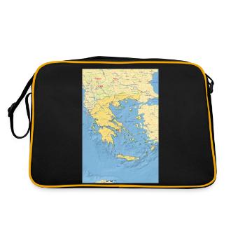 Greece map with cities, roads, rivers, lake - Retro Bag - black/gold - Back